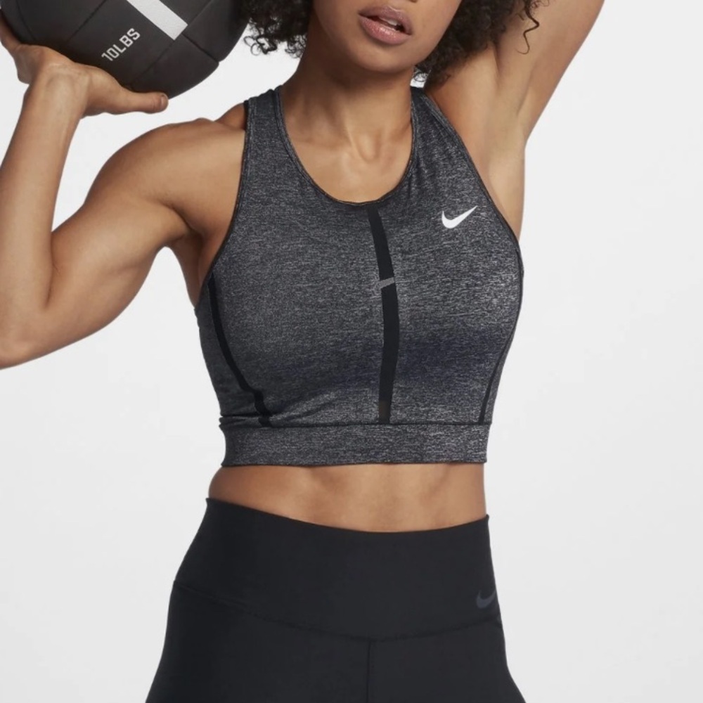 NIKE PRO HYPERCOOL CROPPED TRAINING TANK - BLACK/ HEATHER Size M - Picture 3 of 12